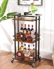 Carrinho de bar OKZEST 3 camadas Rolling Mini Liquor Brown Wood