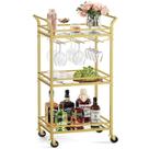Carrinho de bar VASAGLE Home Serving com prateleira de 3 camadas em aço dourado pálido Carrinho de bar VASAGLE Home Serving com prateleira de 3 camadas em aço dourado pálido