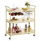 Carrinho de Bar VASAGLE ULRC083A02 Dourado 38x86x90 cm 3 Níveis