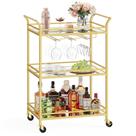 Carrinho de Bar VASAGLE ULRC100A01 Dourado 38x60x92 cm, 3 Níveis