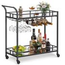 Carrinho de barras VASAGLE Black ULRC090B62 com 2 prateleiras espelhadas