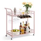 Carrinho de barras VASAGLE Gold Steel com 2 prateleiras espelhadas em ouro rosa