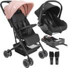 Carrinho de Bebe Bebe Conforto Colinho Base ISOFIX Kiddo Mascote Rosa