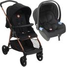 Carrinho de Bebe Burigotto Lui com Bebe Conforto Preto Cobre