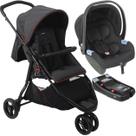 Carrinho de Bebe com Bebe Conforto Base Burigotto CR3 G22 Gray Red