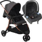 Carrinho de Bebe com Bebe Conforto Burigotto CR3 Gray Cobre