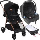Carrinho de Bebe com Bebe Conforto e Moises Burigotto Lui Cobre