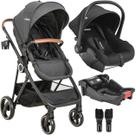 Carrinho de Bebe com Bebe e Base Colinho Kiddo Cosmos Preto