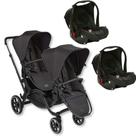 Carrinho de bebe duplo zoom ink (preto) + bebe conforto - abc design