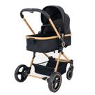 Carrinho de Bebê Galzerano IVY Carro/Berço Multiposições Preto e Dourado