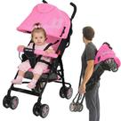 Carrinho de Bebê Guarda Chuva Passeio Leve Infantil Compacto Viagens Dobrável Avião Até 15Kg Resistente Umbrella Portátil Rosa