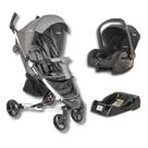 Carrinho de bebe helios ii melange grafite + bebe conforto casulo click preto (415h) + base - kiddo