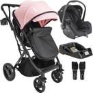 Carrinho de Bebe Kiddo Vox II com Bebe Conforto e Base Rosa
