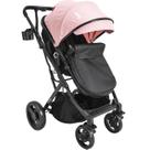 Carrinho de Bebe Kiddo Vox II Melange Rosa Berço Passeio Moises