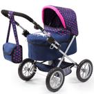 Carrinho de bebê moderno Bayer Blue Pink Hearts para bonecas de até 18 anos