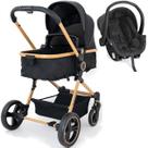 Carrinho de Bebe Moises com Bebe Cocoon Preto Galzerano Ivy Gold
