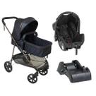 Carrinho de bebe moises napoli trio preto cobre + bebe conforto grid + base - galzerano