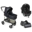 Carrinho de Bebê Napoli Trio Travel System até 15Kg + Bebê Conforto Grid + Base Preto/Cobre Galzerano