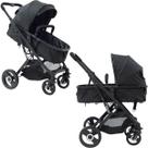 Carrinho de Bebê Passeio Reversível Moisés Magnus 15Kg Compacto Confortável Ajustável Capota Visor Cesto 4 Rodas Preto
