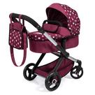 Carrinho de Boneca Bayer Pram Xeo 2-em-1 Borgonha com Estrelas