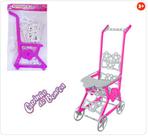 Carrinho de Boneca de Plástico Infantil Rosa Branco