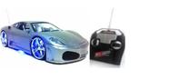 Carrinho de Brinquedo com Controle Remoto Ferrari com Led nas Rodas e Neon - Prata