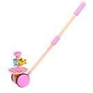 Carrinho de brinquedo de madeira Animal Push Cart rosa para crianças Carrinho de brinquedo de madeira Animal Push Cart rosa para crianças