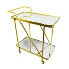Carrinho de Chá Decorativo Metal Dourado Moderno Espelhado