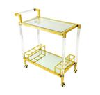 Carrinho de Chá Metal Dourado Fino Design Moderno Luxo