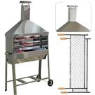 Carrinho de Churrasco Churrasqueira Espetinho Inox Coifa Inox Com 02 Grelhas Inox Tamanho 1 METRO e Grelhas Reforçada