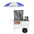 Carrinho de Churrasco Grego Cefaz Branco Rodas Pneumáticas e Guarda Sol BL20P/GS