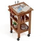 Carrinho de Churrasco Mesa Gourmet Bistrô Cerâmica Churrasqueira Madeira Maciça Imbuia - Lyam Decor