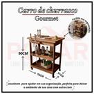 Carrinho de churrasco mesa gourmet madeira maciça cerâmica retrô/vintage