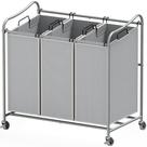 Carrinho de classificação de roupa suja Simple Houseware Heavy-Duty, 3 sacos, prata