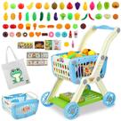 Carrinho de compras de brinquedos Ming You 2 em 1 com Play Food 72 unidades azul