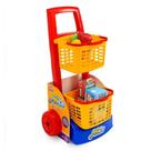 Carrinho de Compras Infantil Educativo Cestos Removíveis Acessórios Alimentos Divertidos Crianças Mercado Feira Imaginação