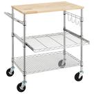 Carrinho de cozinha Finnhomy de 3 camadas com mesa de madeira de carvalho