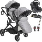 Carrinho de Gemeos Bebe Conforto Base ISOFIX Kiddo Pair Cinza Carrinho de Gemeos Bebe Conforto Base ISOFIX Kiddo Pair Cinza