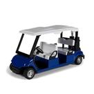 Carrinho de golfe de brinquedo modelo 1:20 em escala azul com função de retração