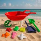 Carrinho de Mão Infantil Praia Radical RB15 Vermelho Kit Areia Terra Brincadeira Infantil Completa INMETRO Presente Criança Menino Menina