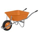 Carrinho de mão pneu maciço - laranja com caçamba plástica funda - 55 litros - tramontina