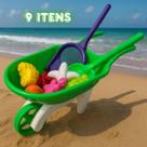Carrinho De Mão Radical RB15 Verde Infantil Brinquedo Areia Praia Terra Quintal Jardim Plástico Resistente Certificado Inmetro Presente Menino Menina