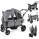 Carrinho de passeio HONEY JOY para 2 crianças de 2 lugares com dossel cinza