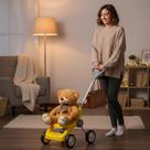 Carrinho de Passeio Infantil MC Laram Amarelo Modelo Compacto Leve Dobrável Seguro para Bebês