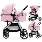 Carrinho de passeio LORTSYBAB 2 em 1 com modo berço para 0 a 36 meses rosa