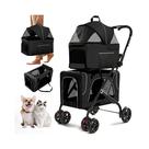 Carrinho de passeio para animais de estimação FunImpact dobrável duplo 3 em 1 com 2 suportes