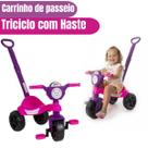 Carrinho de Passeio Triciclo Com Pedal e Haste Andador Infantil Menina Empurrador