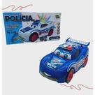 Carrinho De Polícia Com Luzes Som Mexe O Olho E Língua 3 D Azul Carrinho De Polícia Com Luzes Som Mexe O Olho E Língua 3 D Azul