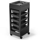 Carrinho de salão OMySalon Black com 5 gavetas e suporte para secador de cabelo