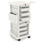 Carrinho de salão TASALON com fechadura, 6 bandejas e 2 suportes, branco